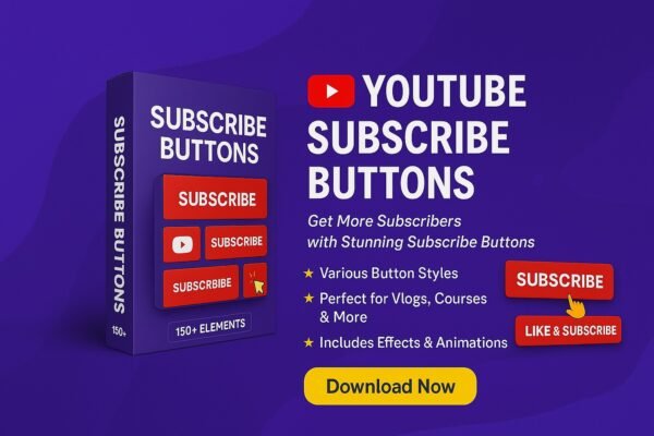 Animated YouTube Subscribe Buttons Pack - 50+ Professional Call-to-Action Overlays for Videos