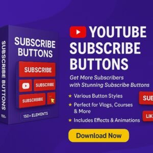 Animated YouTube Subscribe Buttons – Professional Call-to-Action Pack for More Subscribers